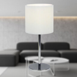 First Choice Lighting Chrome Stick Table Lamp With White Micropleat Shade - thumbnail 5