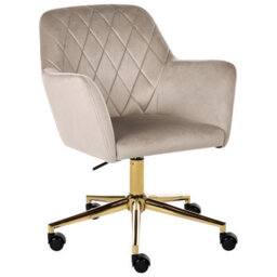 Beliani Desk Chair Leloria Velvet Taupe - thumbnail 4