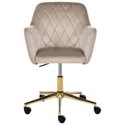 Beliani Desk Chair Leloria Velvet Taupe - thumbnail 5