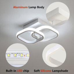 Pheashine White Interlocking Double Square Aluminium Led Ceiling Light 23X23Cm 22W 6500K Cool White 2 Pack For Bedroom, Hallway - thumbnail 4