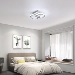 Pheashine White Interlocking Double Square Aluminium Led Ceiling Light 23X23Cm 22W 6500K Cool White 2 Pack For Bedroom, Hallway - thumbnail 5