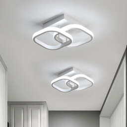 Pheashine White Interlocking Double Square Aluminium Led Ceiling Light 23X23Cm 22W 6500K Cool White 2 Pack For Bedroom, Hallway - thumbnail 2