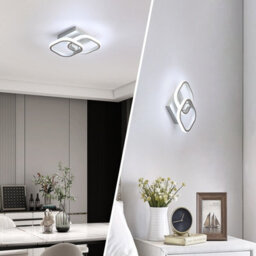 Pheashine White Interlocking Double Square Aluminium Led Ceiling Light 23X23Cm 22W 6500K Cool White 2 Pack For Bedroom, Hallway - thumbnail 6