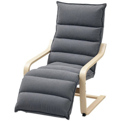 Birch Wood Lounge Chair For Living Room, Bedroom, Drak Grey - image 1