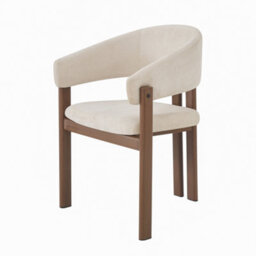 Linen Dining Chairs With Metal Legs, Walnut Wood Colour, Set Of 4 - thumbnail 7