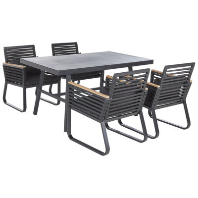 Beliani Garden Dining Set 4 Seater Canetto With Cushions Metal Black - image 1