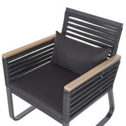 Beliani Garden Dining Set 4 Seater Canetto With Cushions Metal Black - thumbnail 8