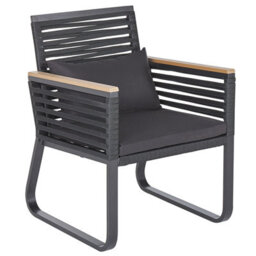 Beliani Garden Dining Set 4 Seater Canetto With Cushions Metal Black - thumbnail 4