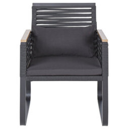 Beliani Garden Dining Set 4 Seater Canetto With Cushions Metal Black - thumbnail 6