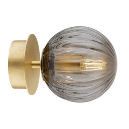 Luminosa Lighting Luminosa Paloma 12Cm Globe Ceiling Light Smoky (Fluted), Brushed Brass - thumbnail 2