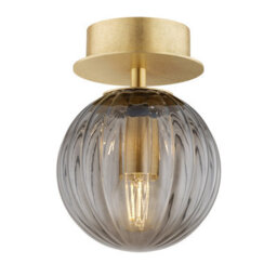 Luminosa Lighting Luminosa Paloma 12Cm Globe Ceiling Light Smoky (Fluted), Brushed Brass - thumbnail 1