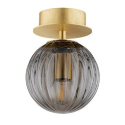 Luminosa Lighting Luminosa Paloma 12Cm Globe Ceiling Light Smoky (Fluted), Brushed Brass - thumbnail 4