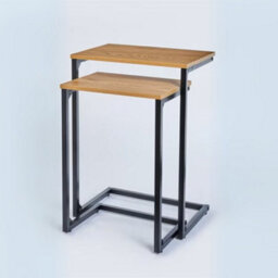 Set Of 2 Oak Wooden Nesting Coffee Tables - thumbnail 2