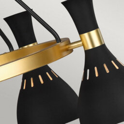 Luminosa Lighting Elstead Joan 5 Light Chandelier, Midnight Black, Midnight Black , Burnished Brass, E27 - thumbnail 5