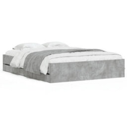 Berkfield Bed Frame With Drawers Without Mattress Concrete Grey 140X200 Cm - thumbnail 2
