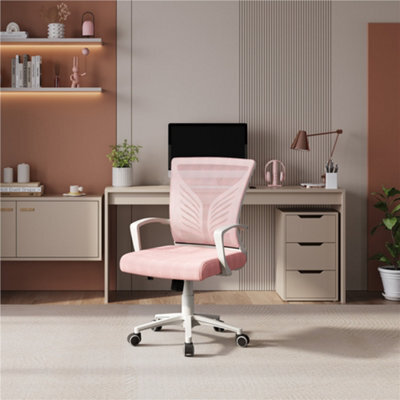 Yaheetech Pink Adjustable Mesh Office Chair With Lumbar Support And Armrests - image 1