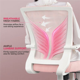 Yaheetech Pink Adjustable Mesh Office Chair With Lumbar Support And Armrests - thumbnail 4