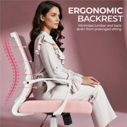 Yaheetech Pink Adjustable Mesh Office Chair With Lumbar Support And Armrests - thumbnail 5