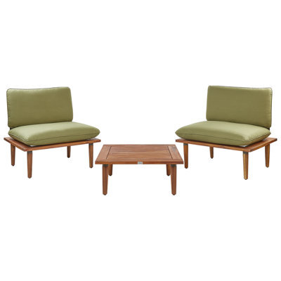 Beliani Garden Lounge Set With Table 2 Seater Frascati Modular Certified Acacia Wood Olive Green - image 1