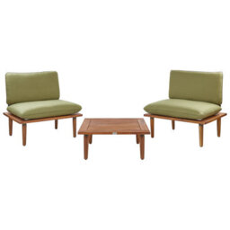 Beliani Garden Lounge Set With Table 2 Seater Frascati Modular Certified Acacia Wood Olive Green - thumbnail 1