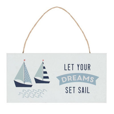 Something Different Set Sail Mdf Door Sign White/blue (10Cm X 1Cm X 20Cm) - image 1