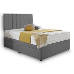 Dining Tables Oslo Matching Headboard Divan Set, 2 Drawer On Same Side With Sprung 1500 Comfort Mattress - Damask Fabric Grey - King - thumbnail 4