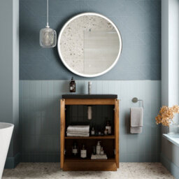 Aveli Fluted 600mm Bathroom Vanity Unit Basin Floorstanding Cupboard Soft Close Walnut - thumbnail 4