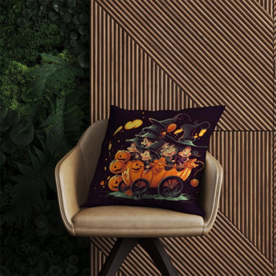 Warren Reed Designer A Magical Pumpkin Carriage Outdoor Cushion 60Cm X 60Cm