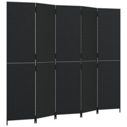 Vidaxl Room Divider 5 Panels Black Poly Rattan - thumbnail 2