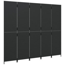 Vidaxl Room Divider 5 Panels Black Poly Rattan - thumbnail 4