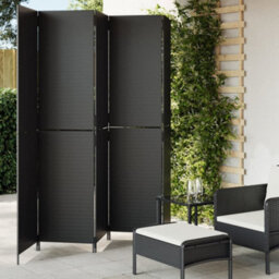 Vidaxl Room Divider 5 Panels Black Poly Rattan - thumbnail 1