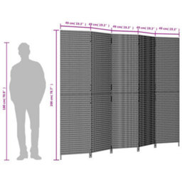 Vidaxl Room Divider 5 Panels Black Poly Rattan - thumbnail 9