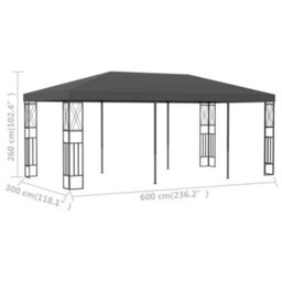 Walplus Gazebo Outdoor Beach Party Festival Camping Tent Canopy Wedding Marquee Awning3X6 M Anthracite Fabric - thumbnail 6