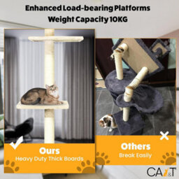 Ca&t Cat Scratching Post Floor To Ceiling 285Cm Tree Climbing Tower - thumbnail 6