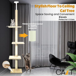 Ca&t Cat Scratching Post Floor To Ceiling 285Cm Tree Climbing Tower - thumbnail 2
