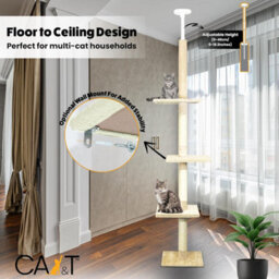Ca&t Cat Scratching Post Floor To Ceiling 285Cm Tree Climbing Tower - thumbnail 3