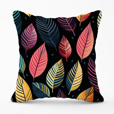 Warren Reed Designer Colourful Leaves Pattern Outdoor Cushion 45Cm X 45Cm - image 1