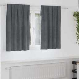 Berkfield Blackout Curtains With Top Tape 2 Pcs Super Light Grey Velvet