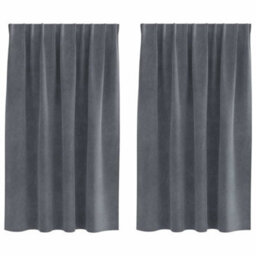 Berkfield Blackout Curtains With Top Tape 2 Pcs Super Light Grey Velvet - thumbnail 2