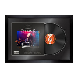 "AK Frames 25X17"" Black Sleek Vinyl Record Frame With Black Mount For 12 Inch Lp Cover & Disc - Overlapped Design" - thumbnail 1