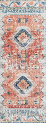 Livabliss Huntington Beach-Vintage Orange Blue Beige In- & Outdoor Rug 80 X 220 Cm Easy Care, Non Shedding - image 1