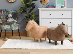 Beliani Animal Stool Horse Horse Faux Leather Light Brown - thumbnail 2