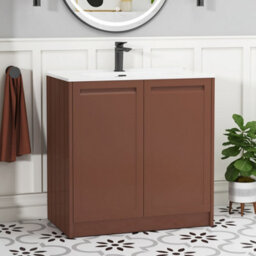 Royal Bathrooms Elmore 800mm Traditional Floor Standing 2 Door Bathroom Vanity Unit With Ceramic Basin Sink - Terracotta Clay