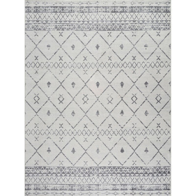 Livabliss Roma-Modern White Grey Charcoal Living Dining Bedroom Rug 200 X 275 Cm Easy Care, Non Shedding - image 1