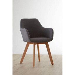 Orsina Grey Fabric Chair With Wood Legs, Backrest Dining Chair, Easy To Clean Accent Office Chair - thumbnail 2