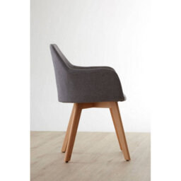 Orsina Grey Fabric Chair With Wood Legs, Backrest Dining Chair, Easy To Clean Accent Office Chair - thumbnail 3
