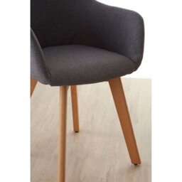 Orsina Grey Fabric Chair With Wood Legs, Backrest Dining Chair, Easy To Clean Accent Office Chair - thumbnail 6