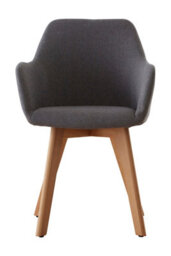 Orsina Grey Fabric Chair With Wood Legs, Backrest Dining Chair, Easy To Clean Accent Office Chair - thumbnail 7