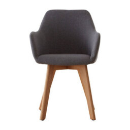 Orsina Grey Fabric Chair With Wood Legs, Backrest Dining Chair, Easy To Clean Accent Office Chair - thumbnail 1