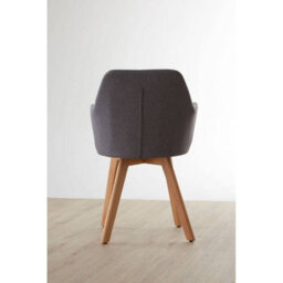 Orsina Grey Fabric Chair With Wood Legs, Backrest Dining Chair, Easy To Clean Accent Office Chair - thumbnail 4